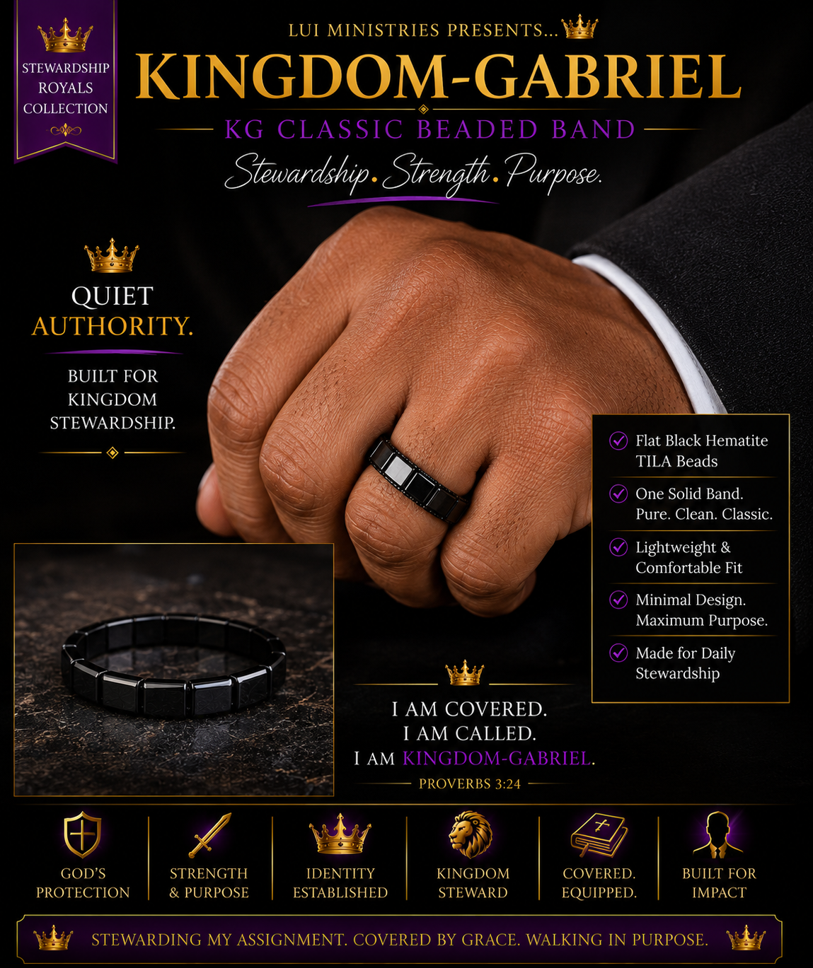 Kingdom-Gabriel (KG) Classic Beaded Bands™ Expression (Ring/Pinky)
